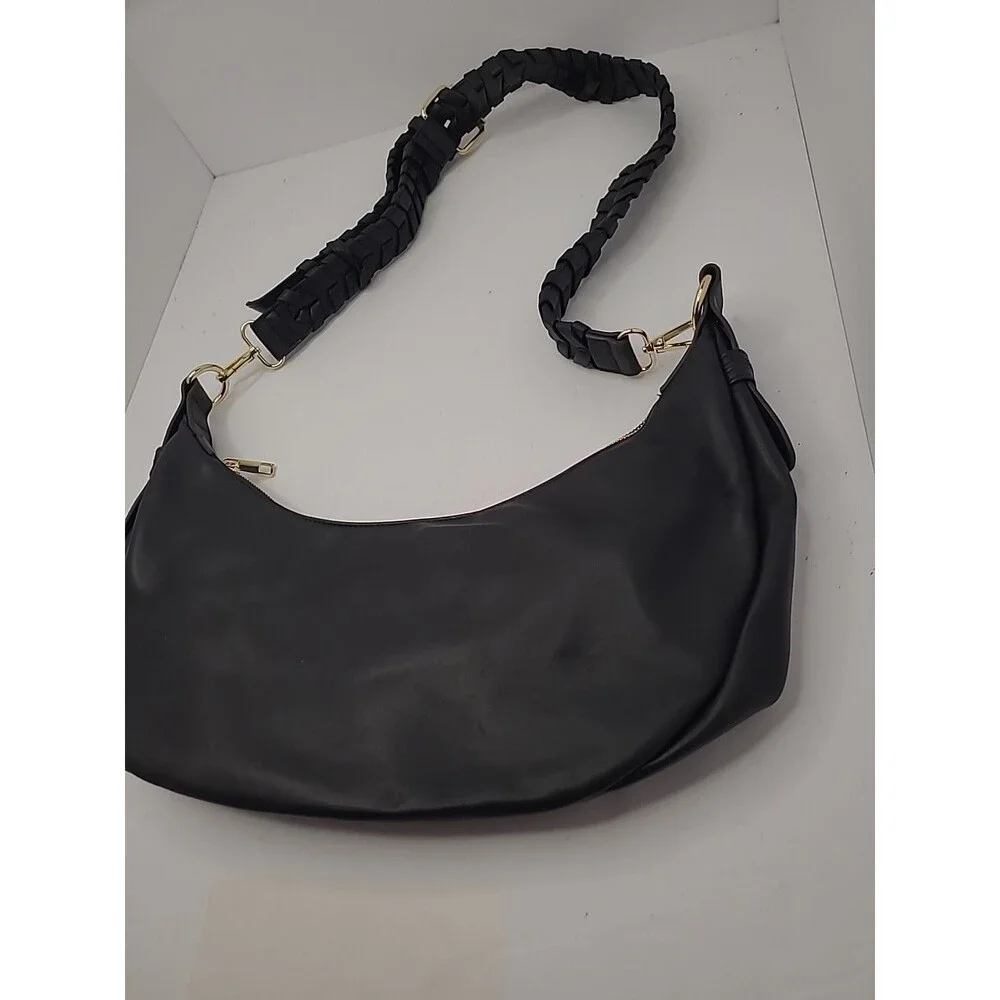 Zola Black Purse Vegan Leather Crescent Crossbody or Shoulder Bag Jules Kae.